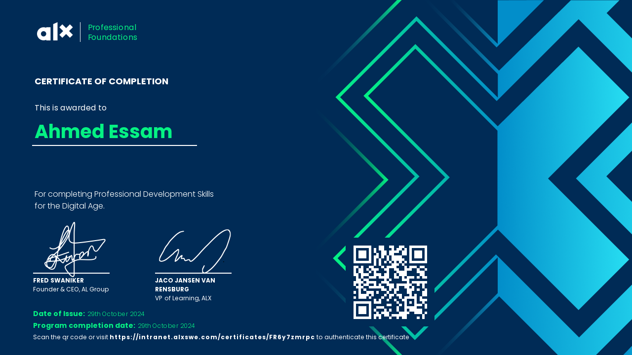 Professional Foundations certificate preview